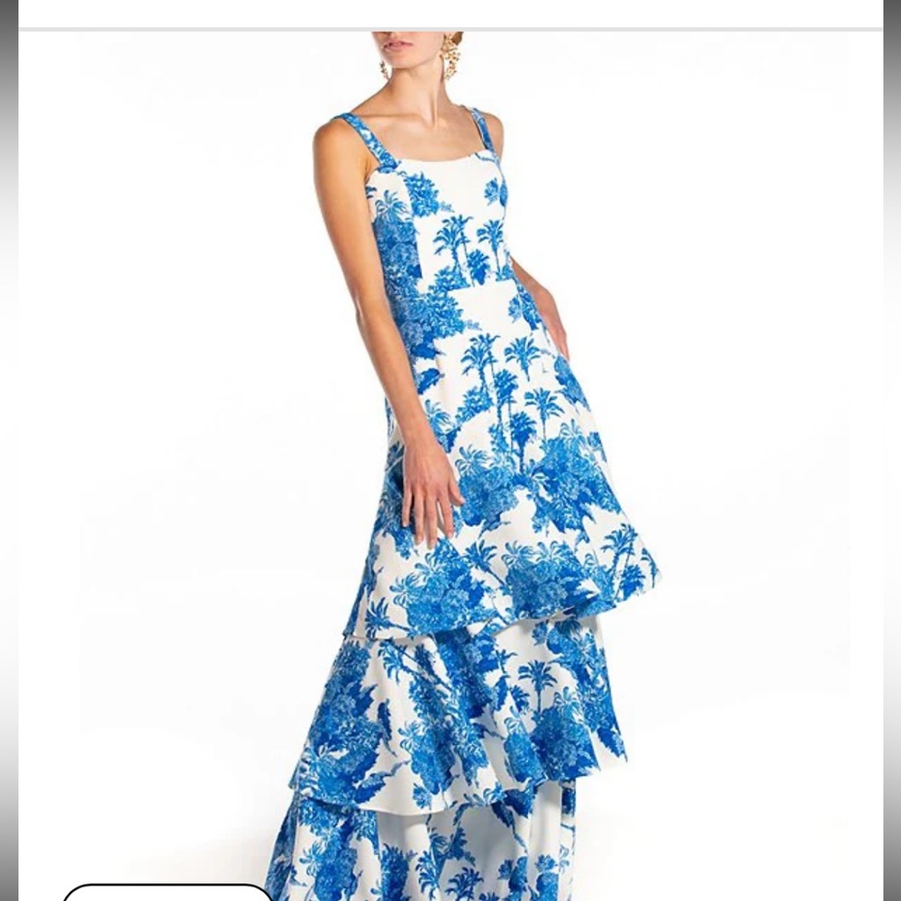 Blue and White Floral Maxi Dress